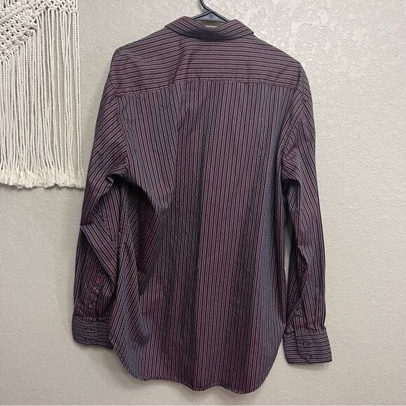ROBERT GRAHAM sz L long sleeve stripes button down shirt cuffed print - Picture 3 of 9